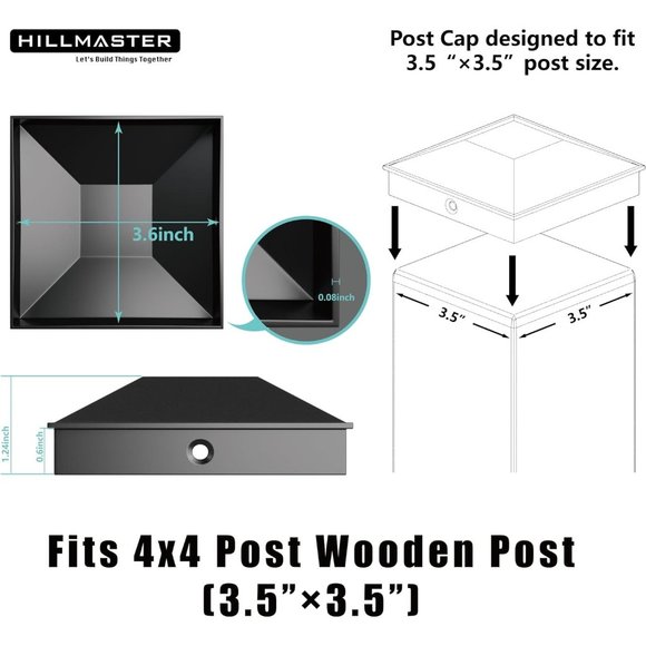 4X4 Post Caps for 3.5inx3.5in Wood Fence Post, Water-Proof UV-Proof Weather Resi - Picture 5 of 6